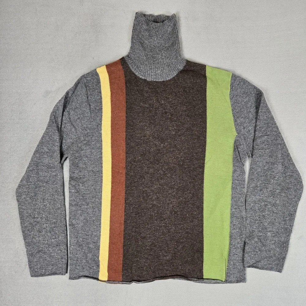 VTG Banana Republic Sweater Mens Large Merino Wool Turtleneck Vintage Striped